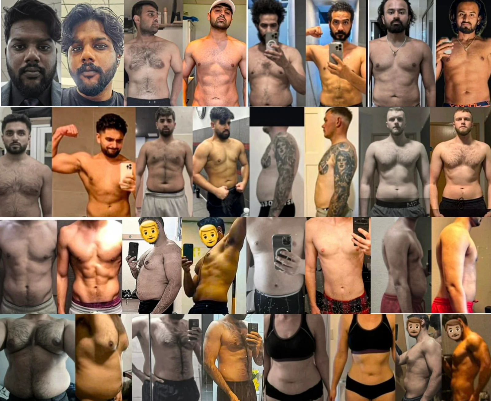 Collage of client fitness transformations